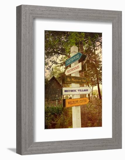 Tourist Sign in Corolla in the Outer Banks with a Vintage Texture Overlay-pdb1-Framed Photographic Print