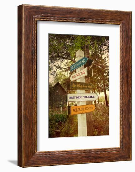 Tourist Sign in Corolla in the Outer Banks with a Vintage Texture Overlay-pdb1-Framed Photographic Print