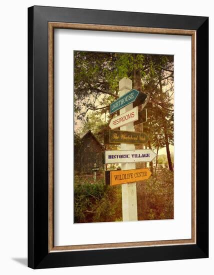 Tourist Sign in Corolla in the Outer Banks with a Vintage Texture Overlay-pdb1-Framed Photographic Print