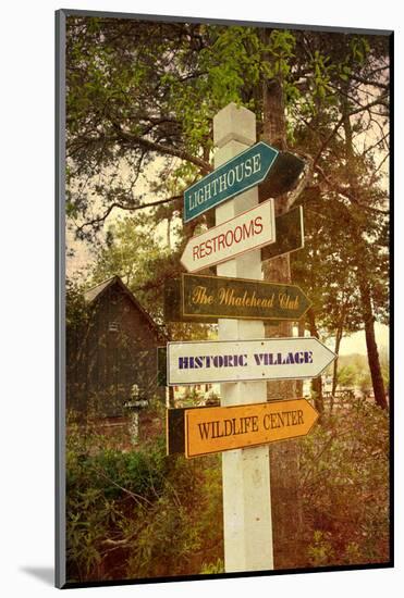 Tourist Sign in Corolla in the Outer Banks with a Vintage Texture Overlay-pdb1-Mounted Photographic Print