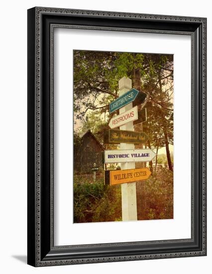 Tourist Sign in Corolla in the Outer Banks with a Vintage Texture Overlay-pdb1-Framed Photographic Print