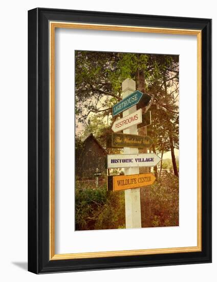 Tourist Sign in Corolla in the Outer Banks with a Vintage Texture Overlay-pdb1-Framed Photographic Print