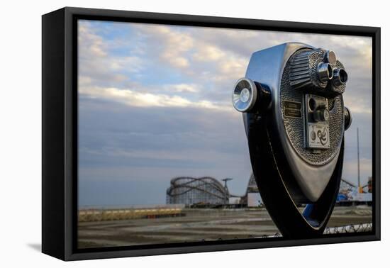 Tourist telescope looking out at an amusement park, Wildwood, New Jersey, Usa-Julien McRoberts-Framed Premier Image Canvas