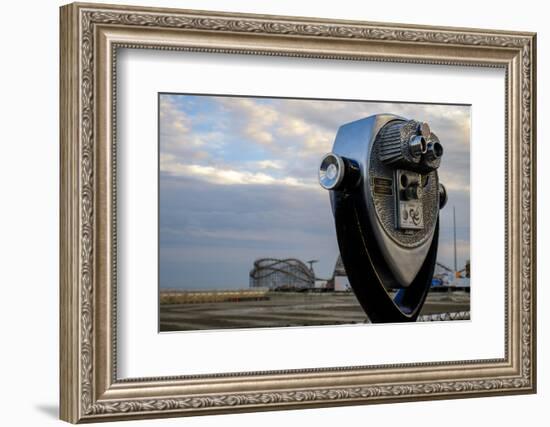 Tourist telescope looking out at an amusement park, Wildwood, New Jersey, Usa-Julien McRoberts-Framed Photographic Print