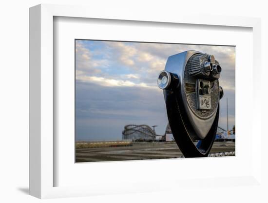 Tourist telescope looking out at an amusement park, Wildwood, New Jersey, Usa-Julien McRoberts-Framed Photographic Print