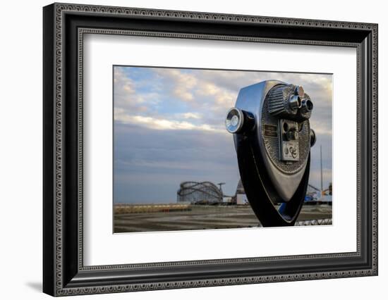 Tourist telescope looking out at an amusement park, Wildwood, New Jersey, Usa-Julien McRoberts-Framed Photographic Print