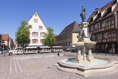 Tourist Train Fontaine Roesselmann Place Des Six Montagnes Noires Colmar Alsace France Europe Photographic Print By Markus Lange Artcom