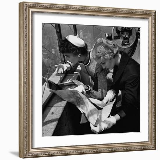 Tourist Viewing Nyc from Observation Roof of Empire State Bldg-Nina Leen-Framed Photographic Print