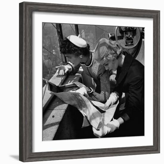 Tourist Viewing Nyc from Observation Roof of Empire State Bldg-Nina Leen-Framed Photographic Print