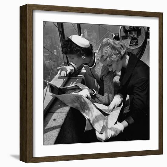 Tourist Viewing Nyc from Observation Roof of Empire State Bldg-Nina Leen-Framed Photographic Print