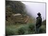 Tourist Watches Clouds Swirl Around Mountains, Inca Trail, Peru, South America-Jane Sweeney-Mounted Photographic Print