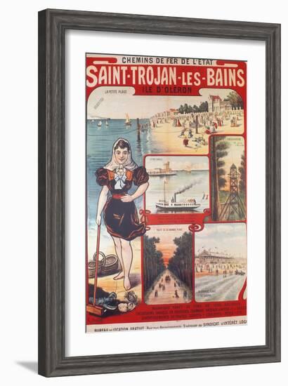 Touristic Advertising Poster: Chemins De Fer De L'Etat, Saint-Trojan-Les-Bains, Île D'Oleron..-R. Bouvet-Framed Giclee Print