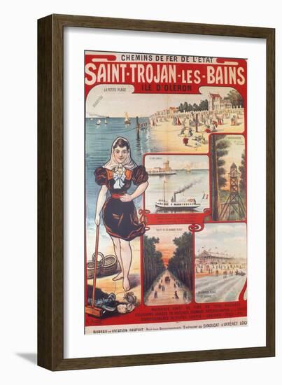 Touristic Advertising Poster: Chemins De Fer De L'Etat, Saint-Trojan-Les-Bains, Île D'Oleron..-R. Bouvet-Framed Giclee Print