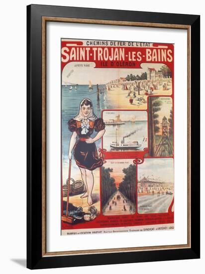 Touristic Advertising Poster: Chemins De Fer De L'Etat, Saint-Trojan-Les-Bains, Île D'Oleron..-R. Bouvet-Framed Giclee Print