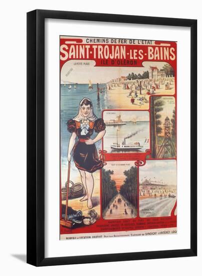 Touristic Advertising Poster: Chemins De Fer De L'Etat, Saint-Trojan-Les-Bains, Île D'Oleron..-R. Bouvet-Framed Giclee Print