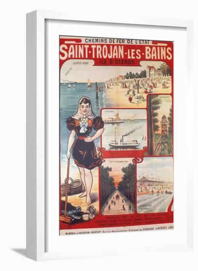 Touristic Advertising Poster: Chemins De Fer De L'Etat, Saint-Trojan-Les-Bains, Île D'Oleron..-R. Bouvet-Framed Giclee Print