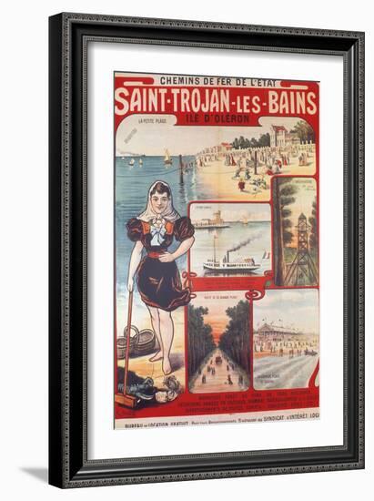 Touristic Advertising Poster: Chemins De Fer De L'Etat, Saint-Trojan-Les-Bains, Île D'Oleron..-R. Bouvet-Framed Giclee Print