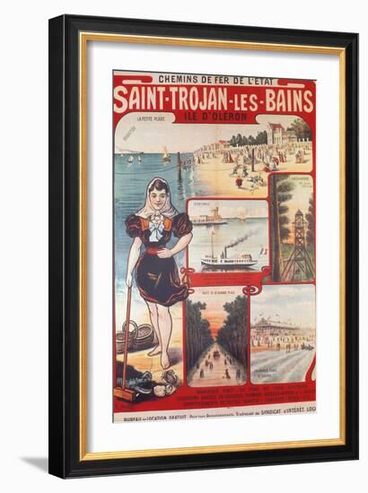 Touristic Advertising Poster: Chemins De Fer De L'Etat, Saint-Trojan-Les-Bains, Île D'Oleron..-R. Bouvet-Framed Giclee Print