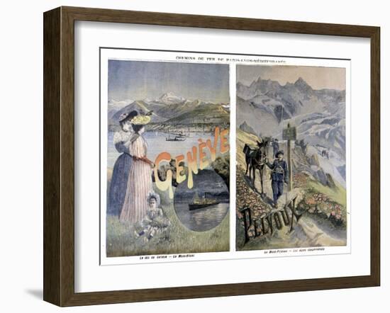 Touristic Posters of Paris-Lyon-Mediterranee, Geneve and Mount Pelvoux-null-Framed Giclee Print