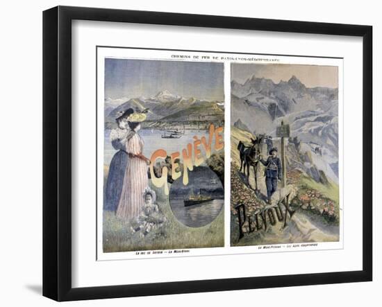 Touristic Posters of Paris-Lyon-Mediterranee, Geneve and Mount Pelvoux-null-Framed Giclee Print