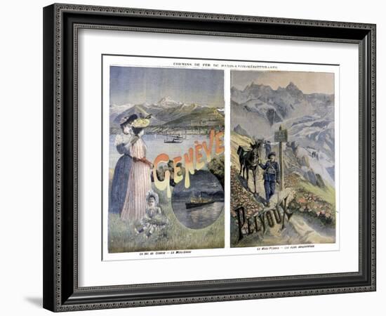 Touristic Posters of Paris-Lyon-Mediterranee, Geneve and Mount Pelvoux-null-Framed Giclee Print