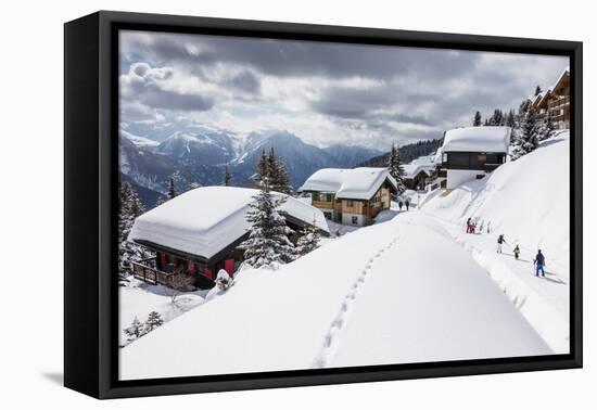 Tourists and Skiers Enjoying the Snowy Landscape, Bettmeralp, District of Raron-Roberto Moiola-Framed Premier Image Canvas