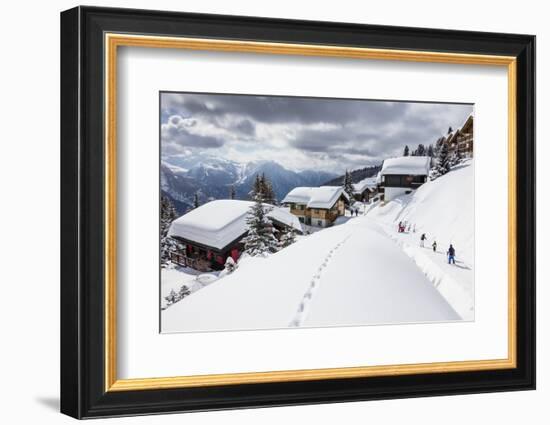 Tourists and Skiers Enjoying the Snowy Landscape, Bettmeralp, District of Raron-Roberto Moiola-Framed Photographic Print