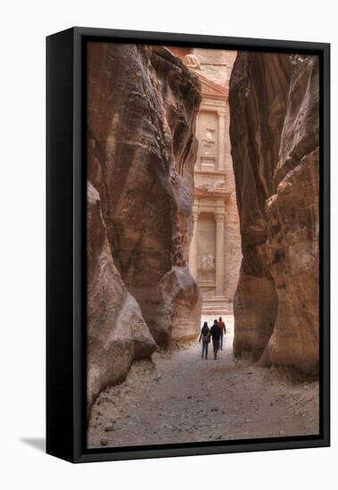 Tourists Approaching the Treasury from the Siq, Petra, Jordan, Middle East-Richard Maschmeyer-Framed Premier Image Canvas