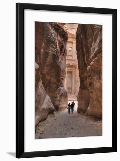 Tourists Approaching the Treasury from the Siq, Petra, Jordan, Middle East-Richard Maschmeyer-Framed Photographic Print