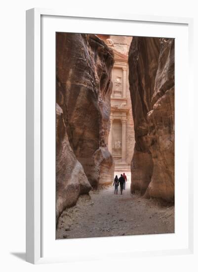 Tourists Approaching the Treasury from the Siq, Petra, Jordan, Middle East-Richard Maschmeyer-Framed Photographic Print