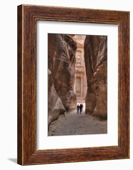 Tourists Approaching the Treasury from the Siq, Petra, Jordan, Middle East-Richard Maschmeyer-Framed Photographic Print