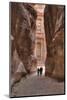Tourists Approaching the Treasury from the Siq, Petra, Jordan, Middle East-Richard Maschmeyer-Mounted Photographic Print