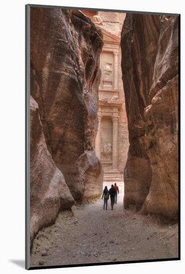 Tourists Approaching the Treasury from the Siq, Petra, Jordan, Middle East-Richard Maschmeyer-Mounted Photographic Print