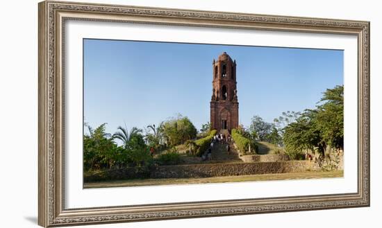 Tourists at Bantay church bell tower, Bantay, Ilocos Sur, Philippines-null-Framed Photographic Print