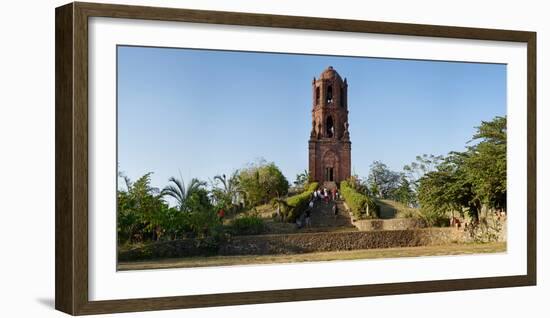 Tourists at Bantay church bell tower, Bantay, Ilocos Sur, Philippines-null-Framed Photographic Print