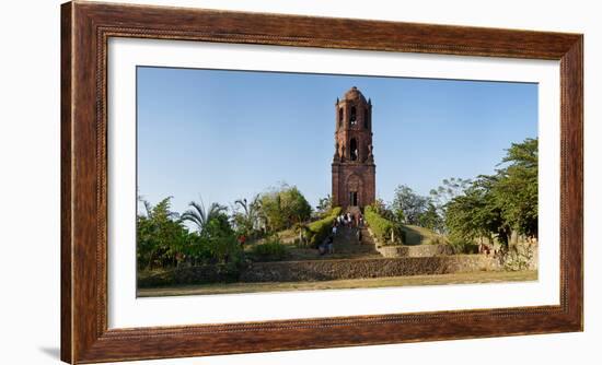 Tourists at Bantay church bell tower, Bantay, Ilocos Sur, Philippines-null-Framed Photographic Print