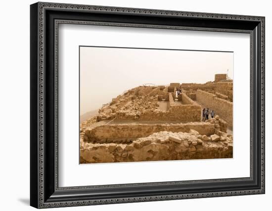 Tourists at Masada Fortress Ruins, Air Thick with Desert Sand, Israel, Middle East-Eleanor Scriven-Framed Photographic Print