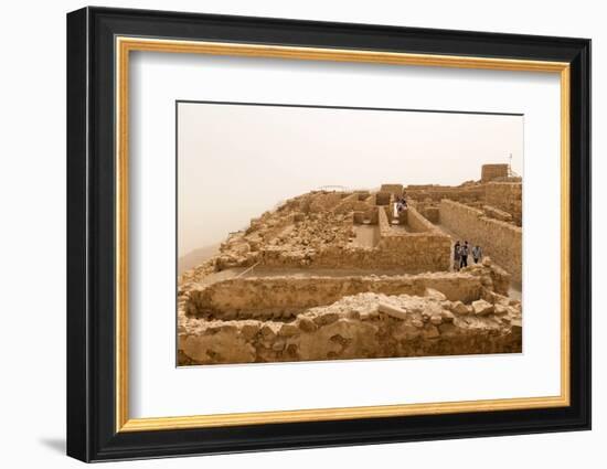 Tourists at Masada Fortress Ruins, Air Thick with Desert Sand, Israel, Middle East-Eleanor Scriven-Framed Photographic Print