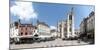 Tourists at sidewalk cafe outside cathedral, Sens Cathedral, Sens, Yonne, Burgundy, France-null-Mounted Photographic Print