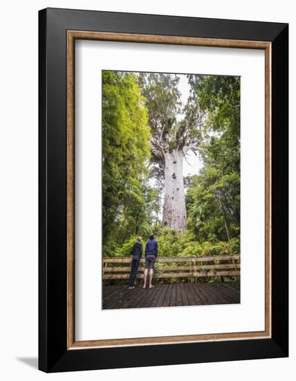 Tourists at Tane Mahuta (Lord of the Forest), the Largest Kauri Tree in New Zealand-Matthew Williams-Ellis-Framed Photographic Print