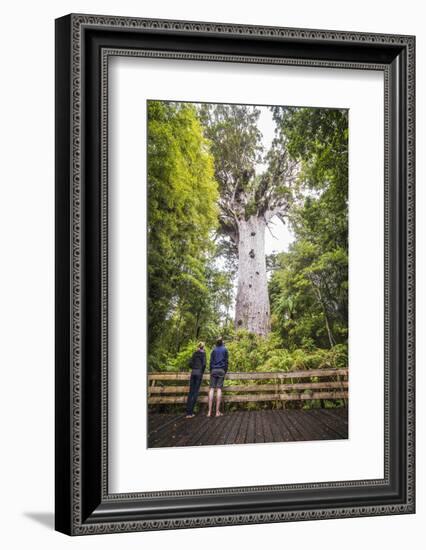 Tourists at Tane Mahuta (Lord of the Forest), the Largest Kauri Tree in New Zealand-Matthew Williams-Ellis-Framed Photographic Print