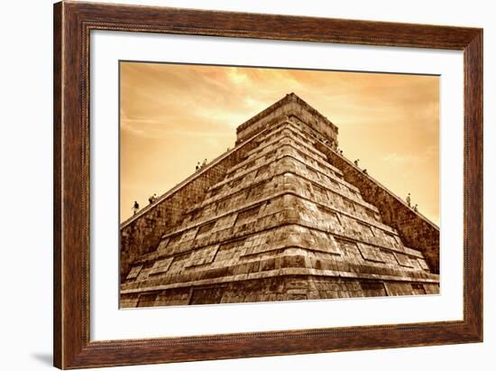 Tourists Climb the Pyramid of Kukulcan-Thom Lang-Framed Photographic Print