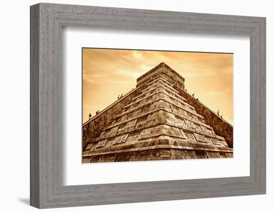 Tourists Climb the Pyramid of Kukulcan-Thom Lang-Framed Photographic Print