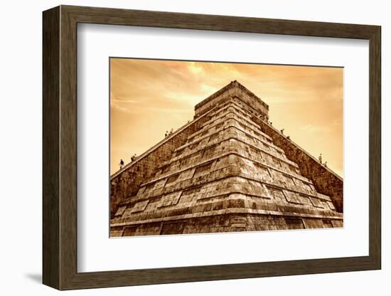 Tourists Climb the Pyramid of Kukulcan-Thom Lang-Framed Photographic Print