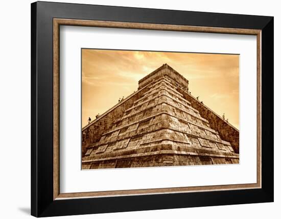 Tourists Climb the Pyramid of Kukulcan-Thom Lang-Framed Photographic Print