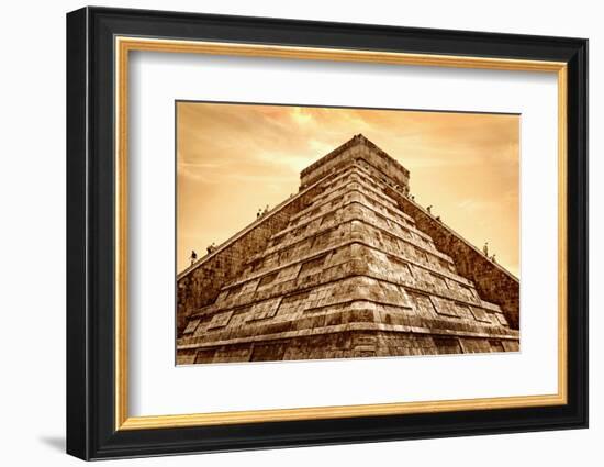 Tourists Climb the Pyramid of Kukulcan-Thom Lang-Framed Photographic Print