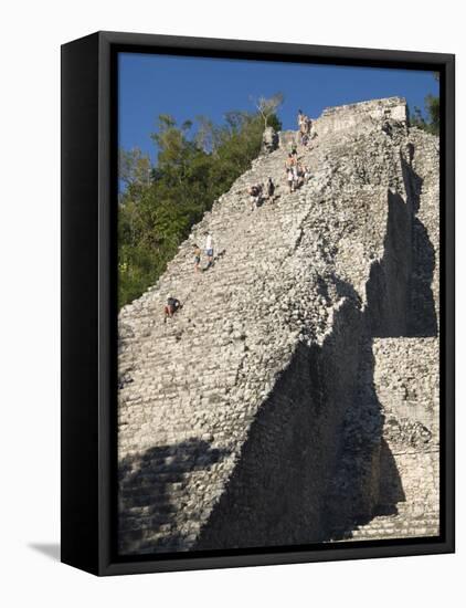 Tourists Climbing Nohoch Mul, Coba, Quintana Roo, Mexico, North America-Richard Maschmeyer-Framed Premier Image Canvas