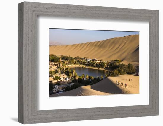 Tourists Climbing Sand Dunes at Sunset at Huacachina, a Village in the Desert, Ica Region, Peru-Matthew Williams-Ellis-Framed Photographic Print