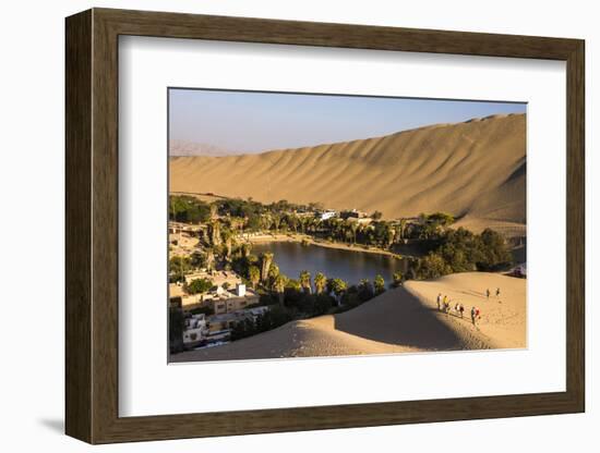 Tourists Climbing Sand Dunes at Sunset at Huacachina, a Village in the Desert, Ica Region, Peru-Matthew Williams-Ellis-Framed Photographic Print