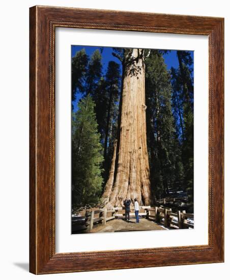 Tourists Dwarfed by the General Sherman Sequoia Tree, Sequoia National Park, California, USA-Kober Christian-Framed Photographic Print